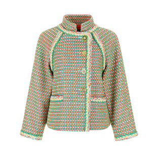 Betty私服！小香风收藏款！绿橙编织外套连衣裙复古时髦优雅套装