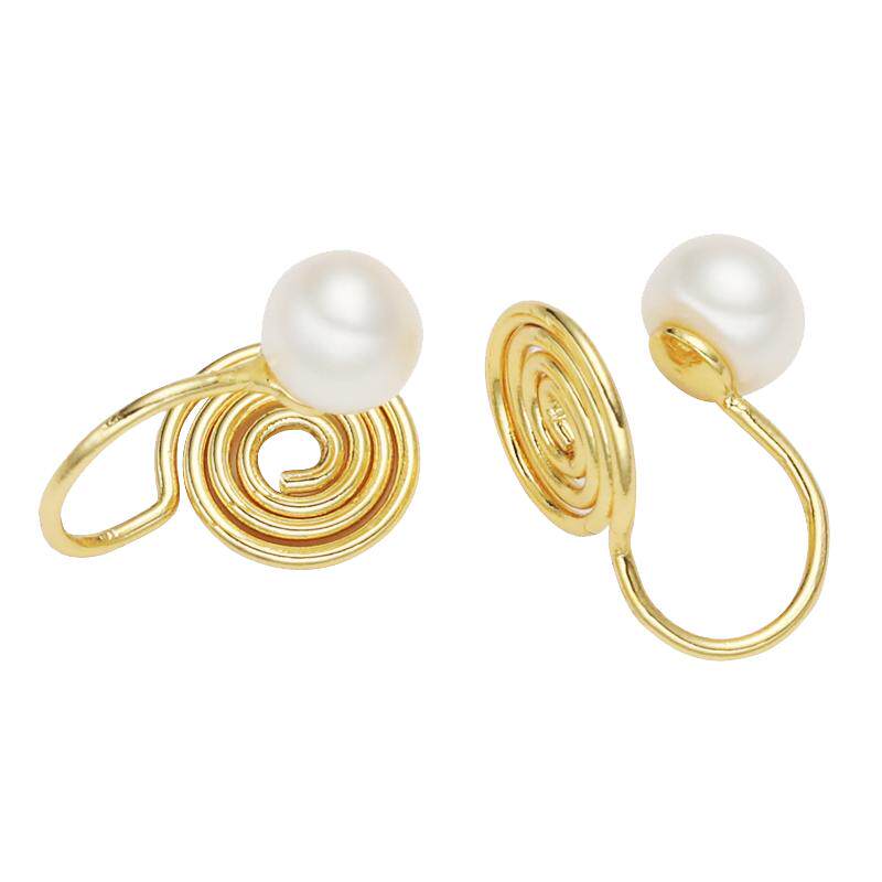 DELTA纯银小珍珠耳钉无耳洞耳夹