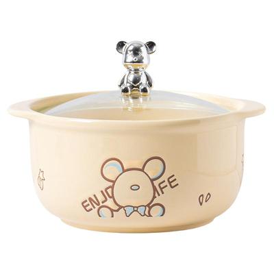 玻璃盖陶瓷双耳泡面碗