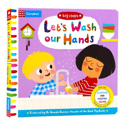 进口英文原版绘本 Big Steps系列一起来洗手 Let's Wash Our Hands 儿童行为习惯养成翻翻书 机关操作纸板书幼儿生活习惯培养自理