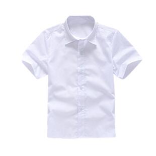 儿童演出服男童长袖翻领纯白色衬衣女童中大童小学生短袖衬衫春秋