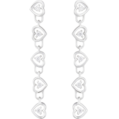 【折扣】NUMBERING 女锆石缀饰心形环圈纯银耳环