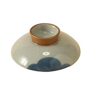 雾活山谷釉下彩手绘陶瓷三才盖碗盖子茶道配件单盖子防烫手多款式