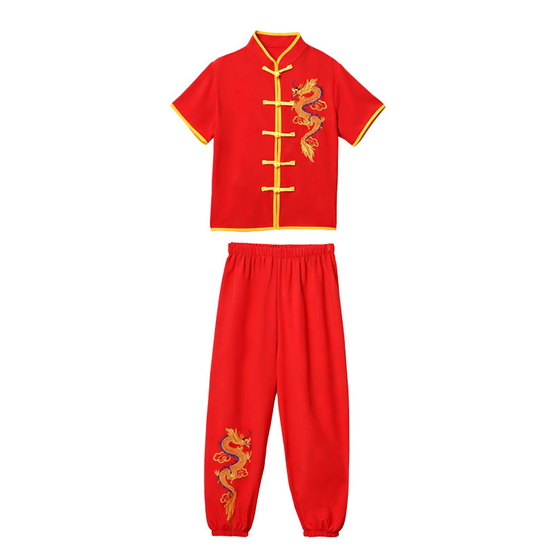 武术服装表演服比赛服短袖中小学生打鼓服训练服成人太极服功夫服