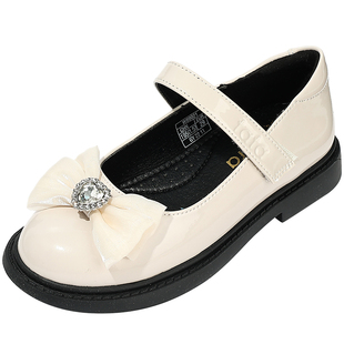 他她童鞋时尚百搭公主鞋女孩洋气蝴蝶结软底皮鞋女童校园演出单鞋