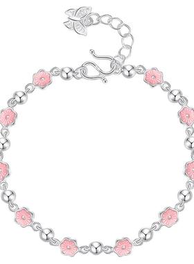 足银s990珐琅彩梅花手链