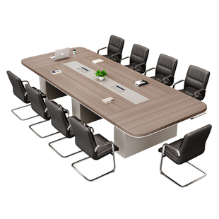 长条会议桌现代简约大型圆角洽谈接待桌椅组合会议室桌子会议长桌