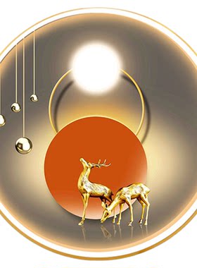 现代轻奢玄关LED圆形灯画客厅