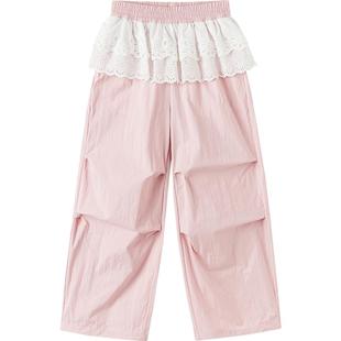 巴拉巴拉女童裤子中大童洋气降落伞裤春装2026新款童装儿童长裤潮