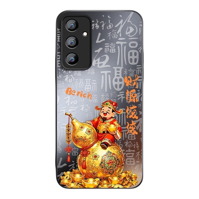 适用于三星S23手机壳防摔Galaxy S23+彩绘卡通财神盖乐世S23Ultra软胶全包边S23FE旋转支架保护套肤感防指纹