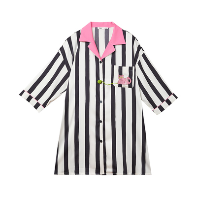 春秋款黑白条纹睡裙可外穿