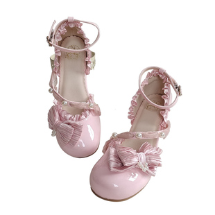 B品 珍珠匣子艾莉儿原创lolita玛丽珍鞋方头法式复古高跟鞋