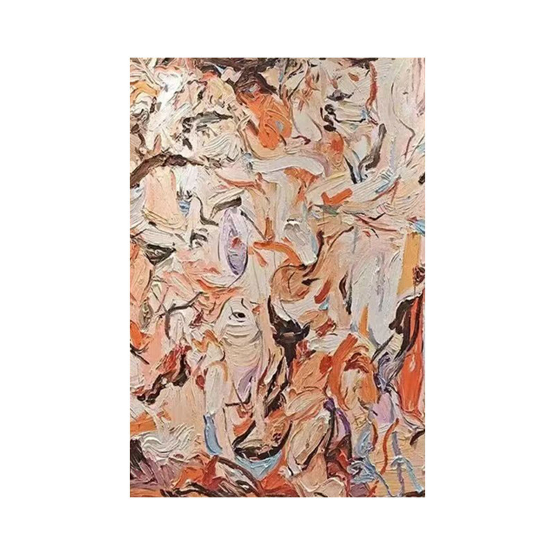 可班手绘油画暖调抽象竖版装饰画