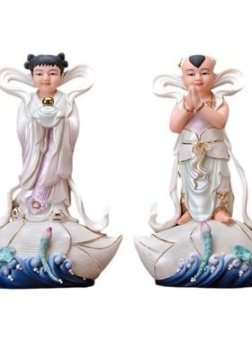 非遗德化瓷化瓷陶瓷金童玉女佛像