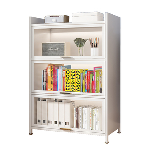 钢制书柜带门家用矮储物书柜防尘儿童多层落地铁艺客厅收纳置物架