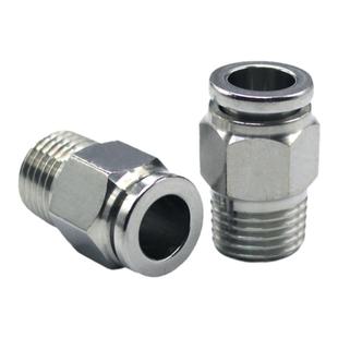 304不锈钢气动PC8-02快速接头快插外螺纹直通气管快接8mm耐高压嘴