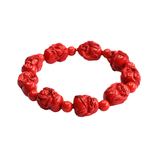 朱砂手串红砂三不小佛手链不看不说不听复古风本命年男女士手饰品
