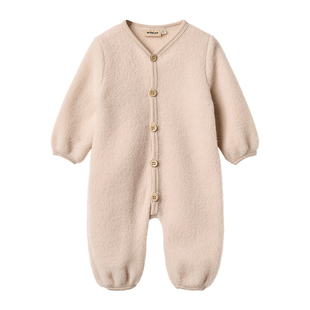 丹麦Wheat 25AW新款婴幼儿童羊毛连体衣爬服长袖上衣开衫裤子秋冬