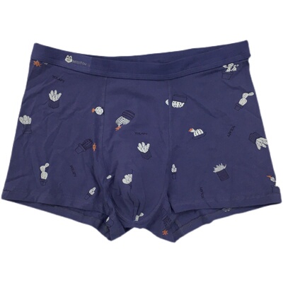 missyou弹力棉抗菌男士平角内裤