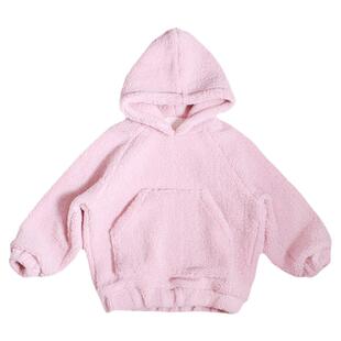 2022冬季新品羊羔毛加厚加绒套头皮粉色卫衣女宽松毛茸茸保暖外套