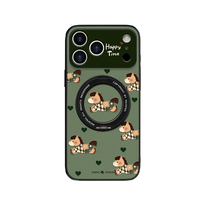 复古小马适用苹果17手机壳卡通17Promax防摔磁吸ip13高级潮牌16Pro春季Ho3小清新14/15旋转带支架一体壳16pm