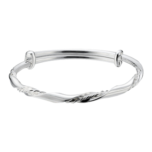 顺庆银楼S9999足银梦幻银丝纯银手镯女小众设计款可调节朋友礼物