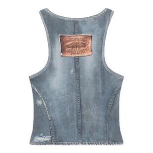 ACNE  STUDIOS 女士牛仔染色logo印花圆领吊带背心银泰 301604