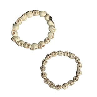 复古哥特冷淡风骷髅手串白松石简约潮流饰品弥勒佛手链情侣饰品