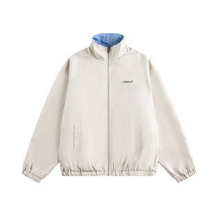 TIRED美式潮流双面穿格子立领夹克春季情侣廓形宽松上衣休闲外套