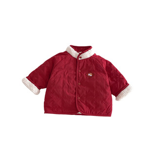 喜庆男宝宝冬装套装红色棉服外套婴儿衣服冬季小童拜年服过年加厚