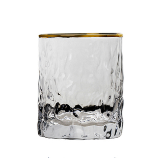 冰川纹雨雾杯锤纹威士忌杯女士高颜值仙气玻璃杯家用喝茶杯水杯子