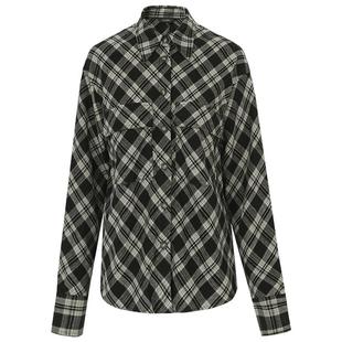 COCOBELLA精纺羊毛色织格子衬衫女秋冬设计感外套上衣SR3229