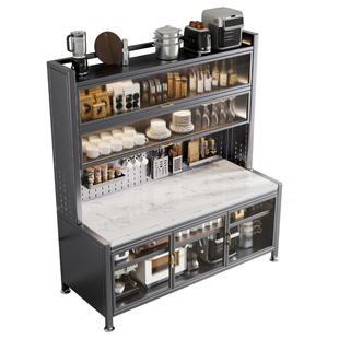 厨房置物架落地多层微波炉架子碗柜多功能收纳餐边储物柜橱柜柜子