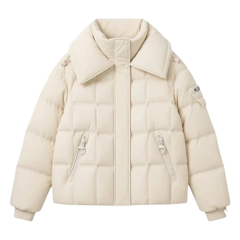 雪中飞时尚白鸭绒短款连帽羽绒服