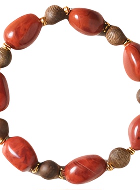 山晓·原创天然随型南红沉香手串