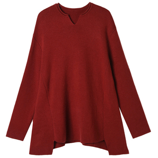 超级暖和！真山羊绒+绵羊毛645克 快抢 规则下摆上衣外穿毛衣女冬