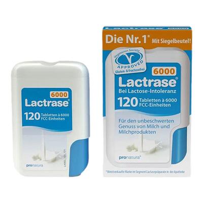 德国乐迪士Lactrase 6000FCC乳糖酶片防乳糖不耐受120粒