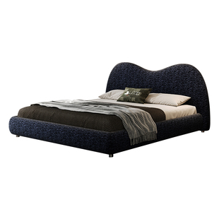 雪尼尔绒布艺床意式极简轻奢高端主卧法式软包大床高箱双人婚床