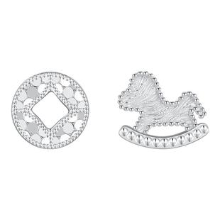 潮宏基铂雅马上有钱铂金耳钉pt950耳饰爆闪生肖本命年妇女节礼物