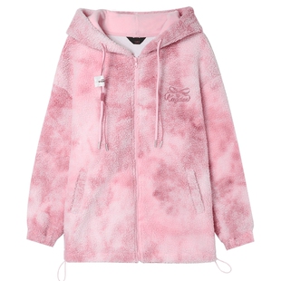 白鹿语美式休闲连帽加厚卫衣外套25秋冬新款设计感宽松百搭上衣