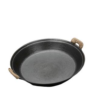 老式铸铁煎锅双耳生铁煎锅燃气灶用平底锅无涂层家用商用摊大饼锅