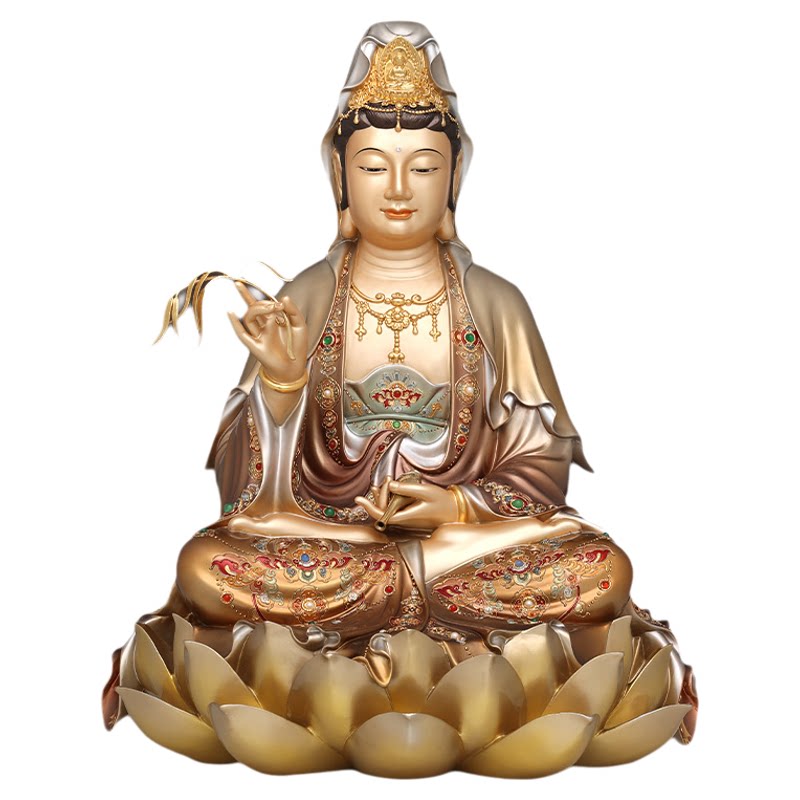 全铜南海观世音菩萨佛像客厅摆件