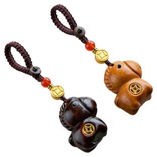 朴房马上好运汽车钥匙扣挂件木雕生肖小马手机链挂饰高级感男女士