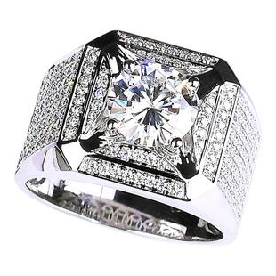 IGI人工人造培育钻石戒指18K白金2克拉男钻戒铂金霸气大宽版豪华3