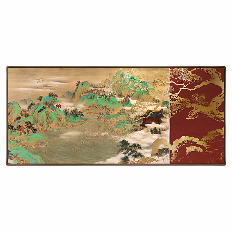 新中式客厅餐厅背景墙挂画