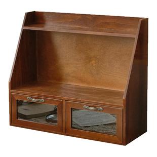 复古实木桌面收纳盒置物架书架书本整理盒书桌杂物储物柜