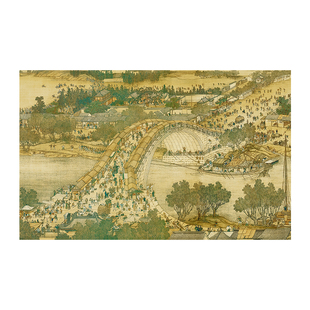 清明上河图自粘风景贴画壁纸中式十大名画沙发背景墙纸客厅装饰画