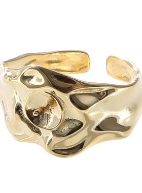 熔岩纹理设计珍珠戒指空托配饰