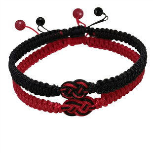 自编可加头发红手绳双钱结手工编织手链材料包本命年青丝送男友