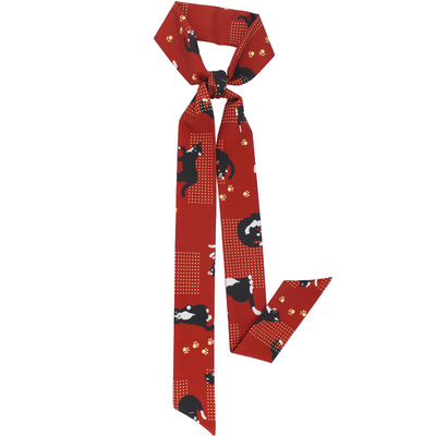 发带酒红法式饰品长丝巾蝴蝶结